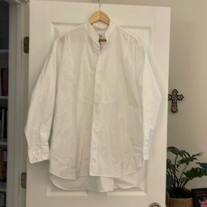 Frank & Eileen Bib Tuxedo Oversized White Shirt Medium
